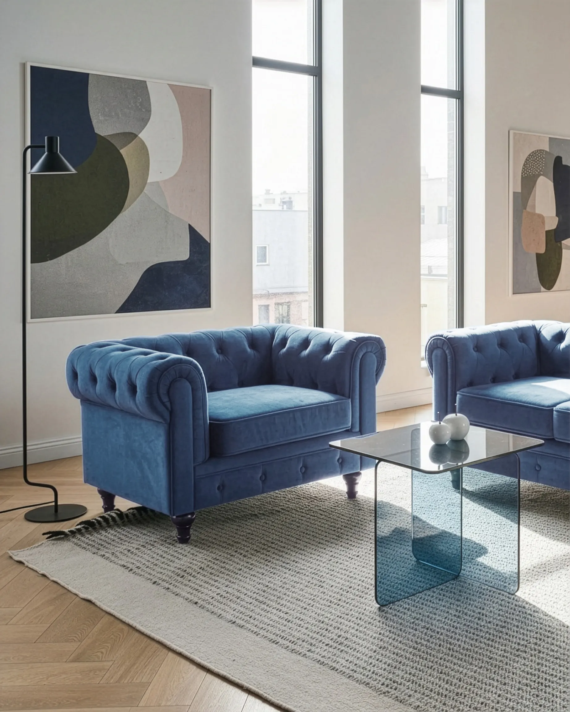 Fauteuil CHESTERFIELD Fluweel Marineblauw