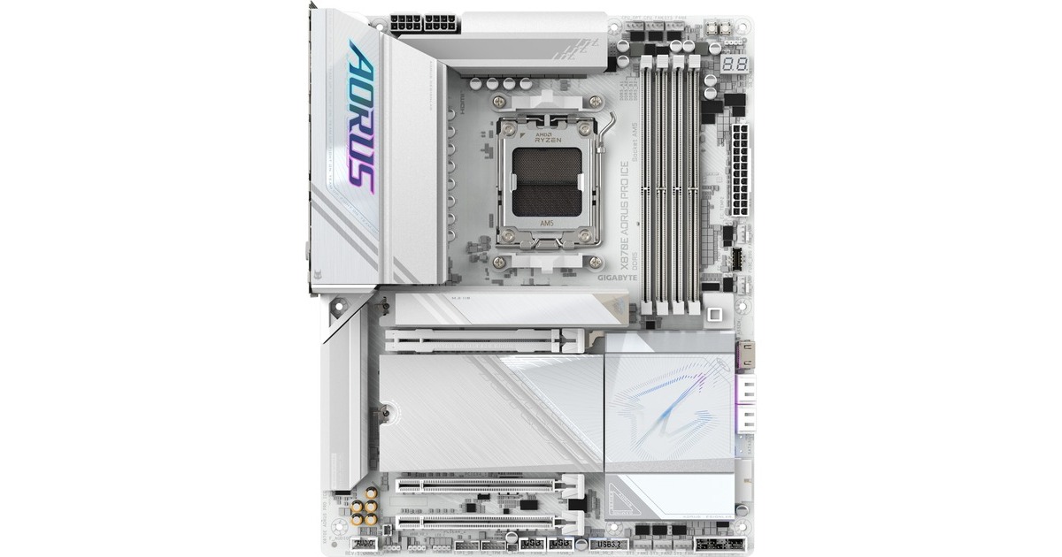 GIGABYTEX870E AORUS PRO ICE socket AM5 moederbord  (Zilver/wit, RAID, 2.5 Gb-LAN, WLAN, BT, Sound, ATX)