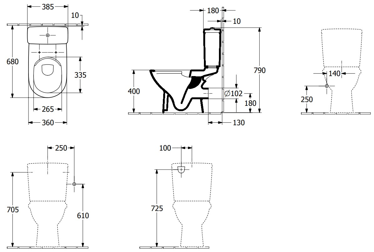 Villeroy & Boch O.novo randloos duoblok toilet PK wit glans