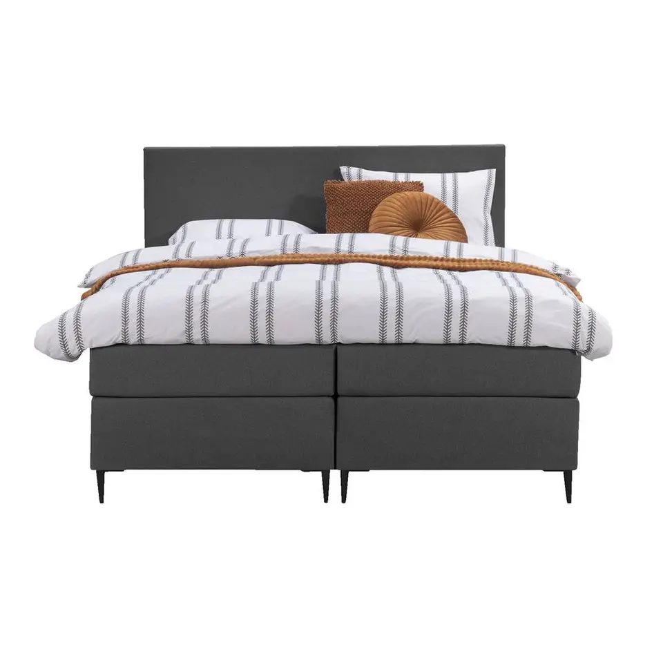 Boxspring Liv egaal - antraciet - 160x200 cm - slanke poot