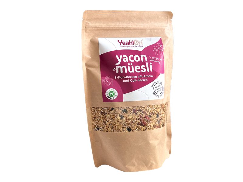 YeahCon Yacon Müesli 5-Kornflocken mit Aronia- und Goji-Bee Superfood Müesli mit Yacon und Beeren