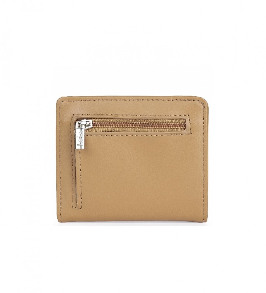 Carteira Lois em couro, modelo 202044, cor camelo - 10x8,7cm -