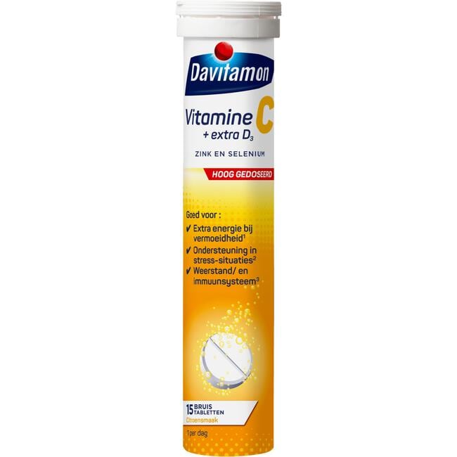 Davitamon Forte Vitamine C + Extra D3 Bruistabletten 15 stuks