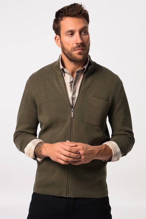 JP AWARE Strickjacke, Strukturstrick, Vintage Look, Stehkragen