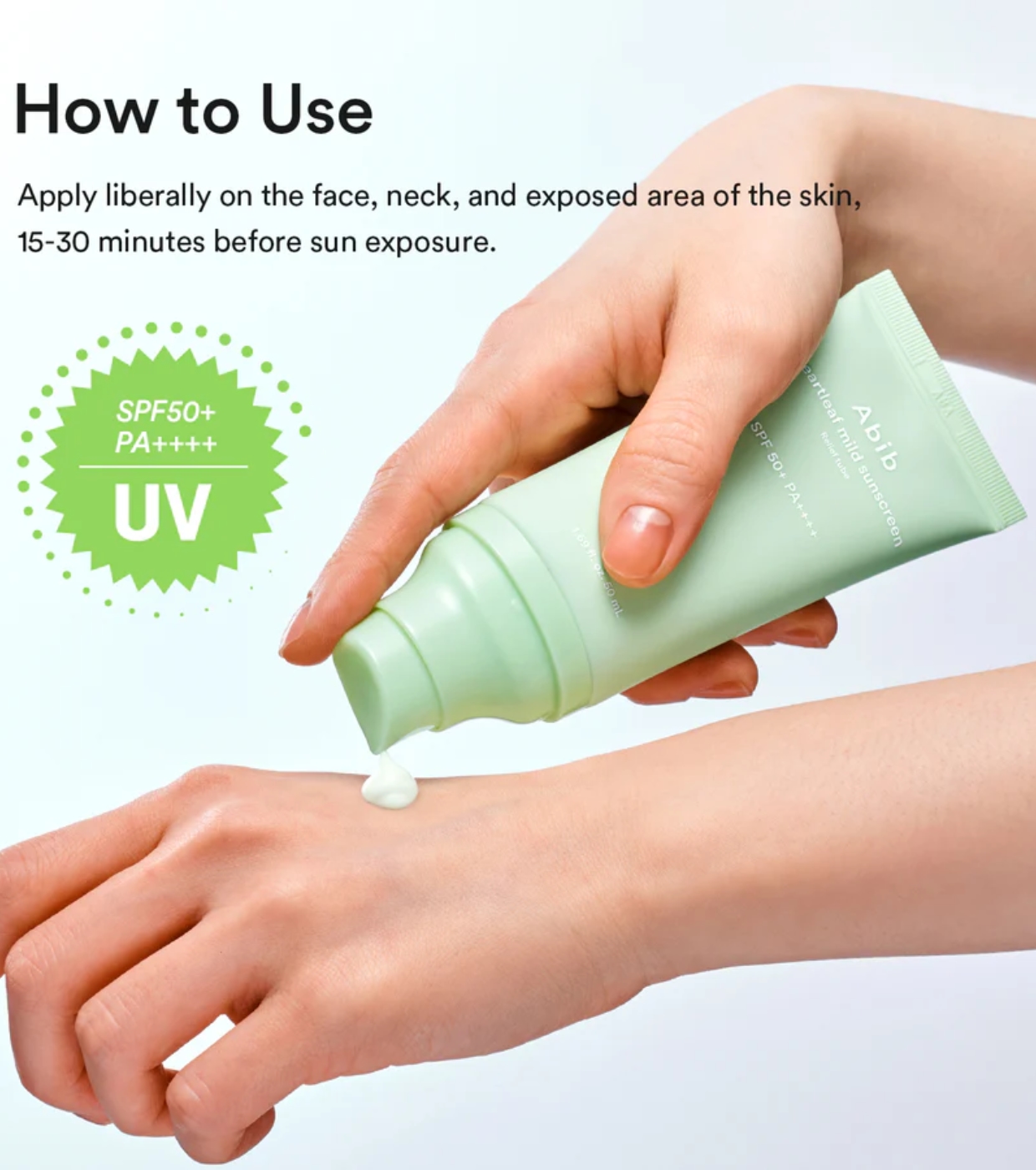 Abib - Protetor solar facial Heartleaf Mild SPF50+ PA++++