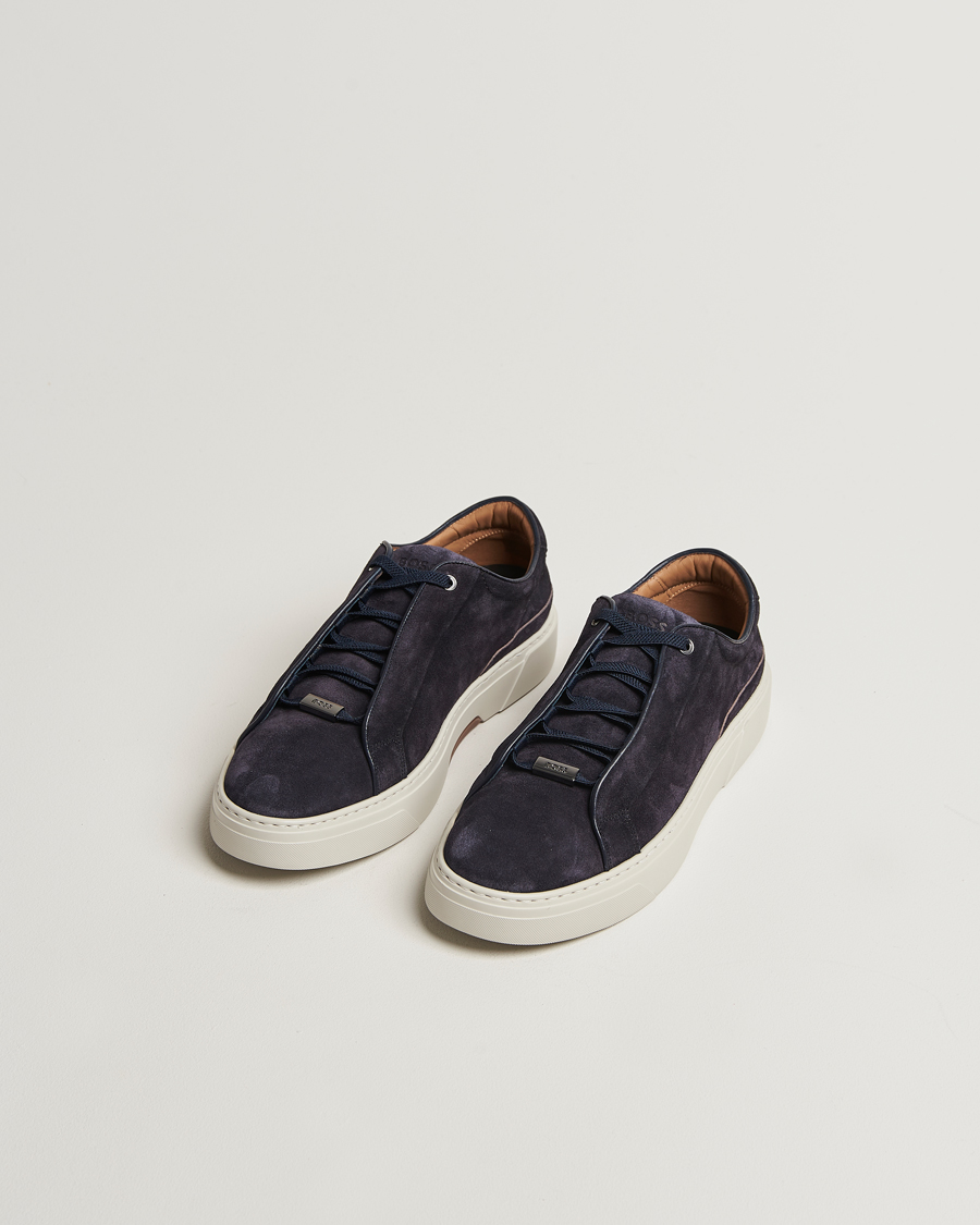 BOSS CAMEL Gary Suede Sneaker Dark Blue