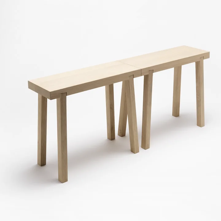 side by side - Hockerbank Schemel, Eichenholz