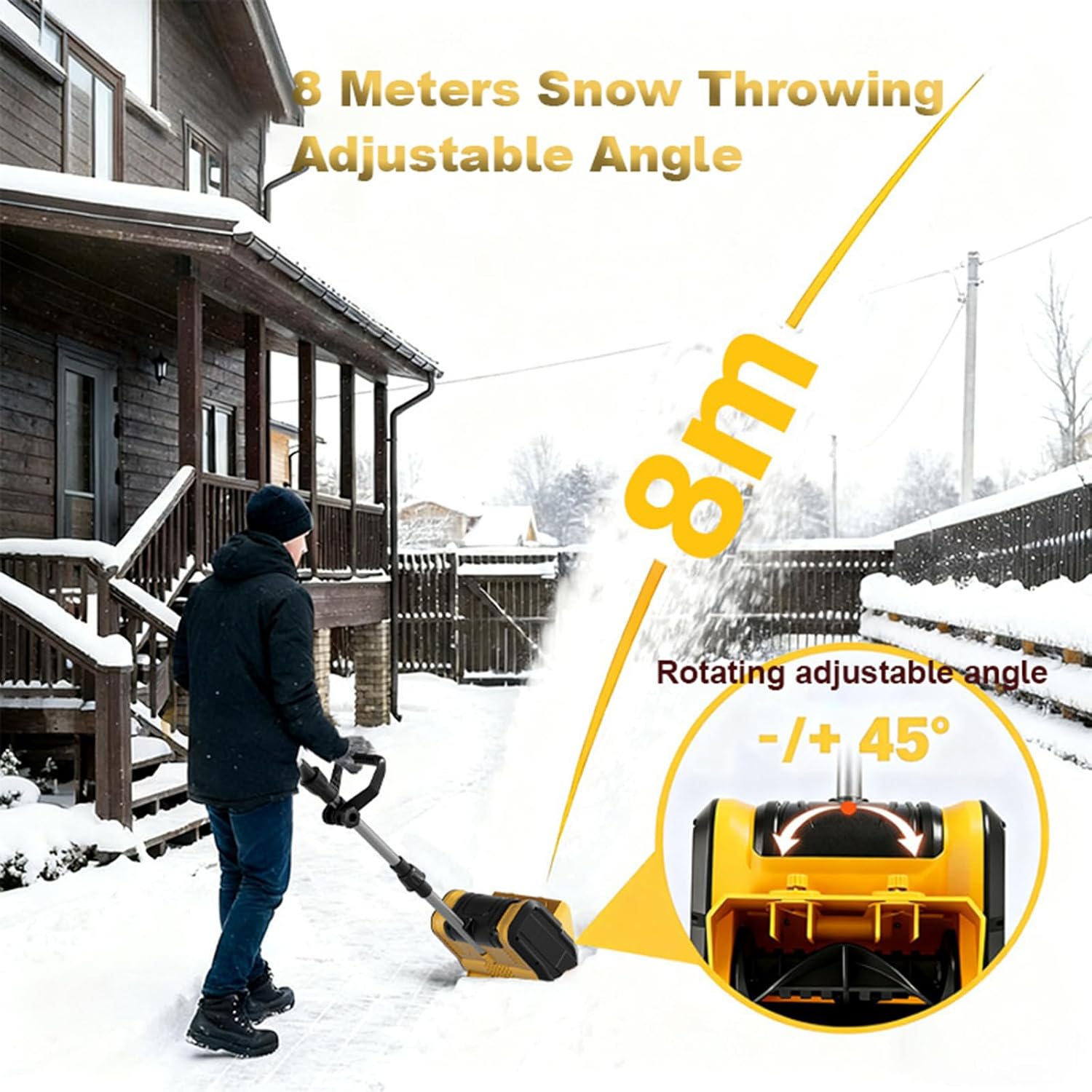 Akku Schneeschaufel, 11 Zoll Elektrische Schneeschaufel, SchneefräSe Kabellos Mit Richtungsplatte Und Verstellbarem Frontgriff, Akku Und SchnellladegeräT Im Lieferumfang Enthalten 15sections