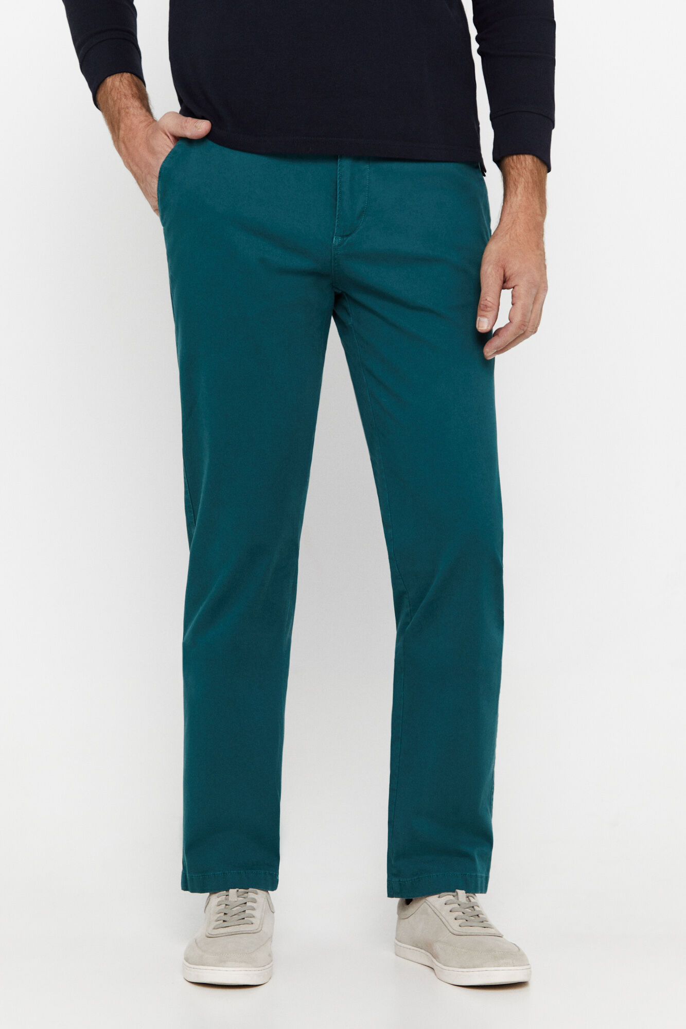 Calça chino de corte regular - Verde escuro