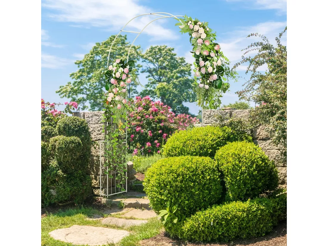 Arche de Jardin en Métal pour Plantes Grimpantes, Treillis De Jardin en Arc avec 6 Pieds Extérieur 167x37x240CM, Arche Décorative pour Mariage Fête et Cérémonie