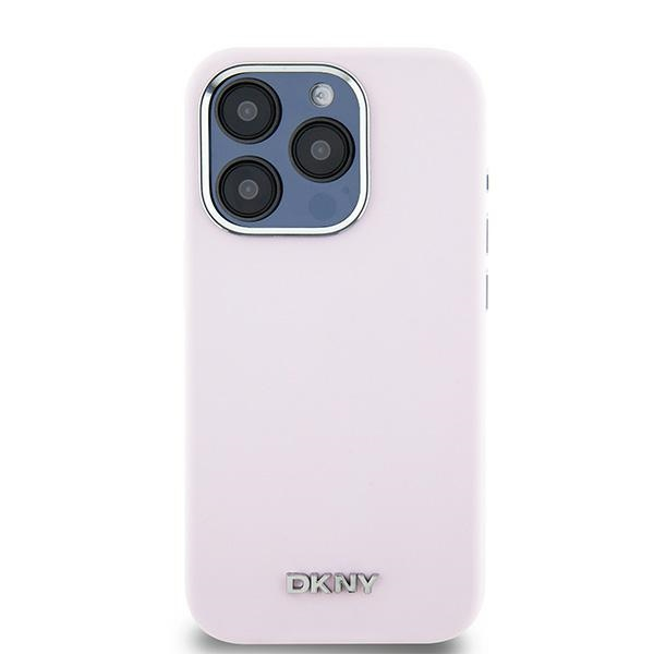 iPhone 15 Pro MagSafe Silikon Hülle Case Metal Logo (DKHMP15LSMCHLP) - Rosa