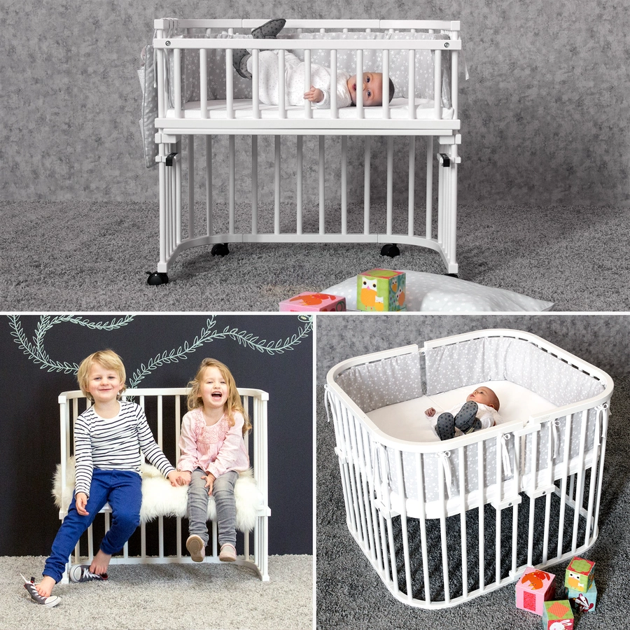 babybay Midi Beistellbett weiß mit Matratze Classic Cotton Soft