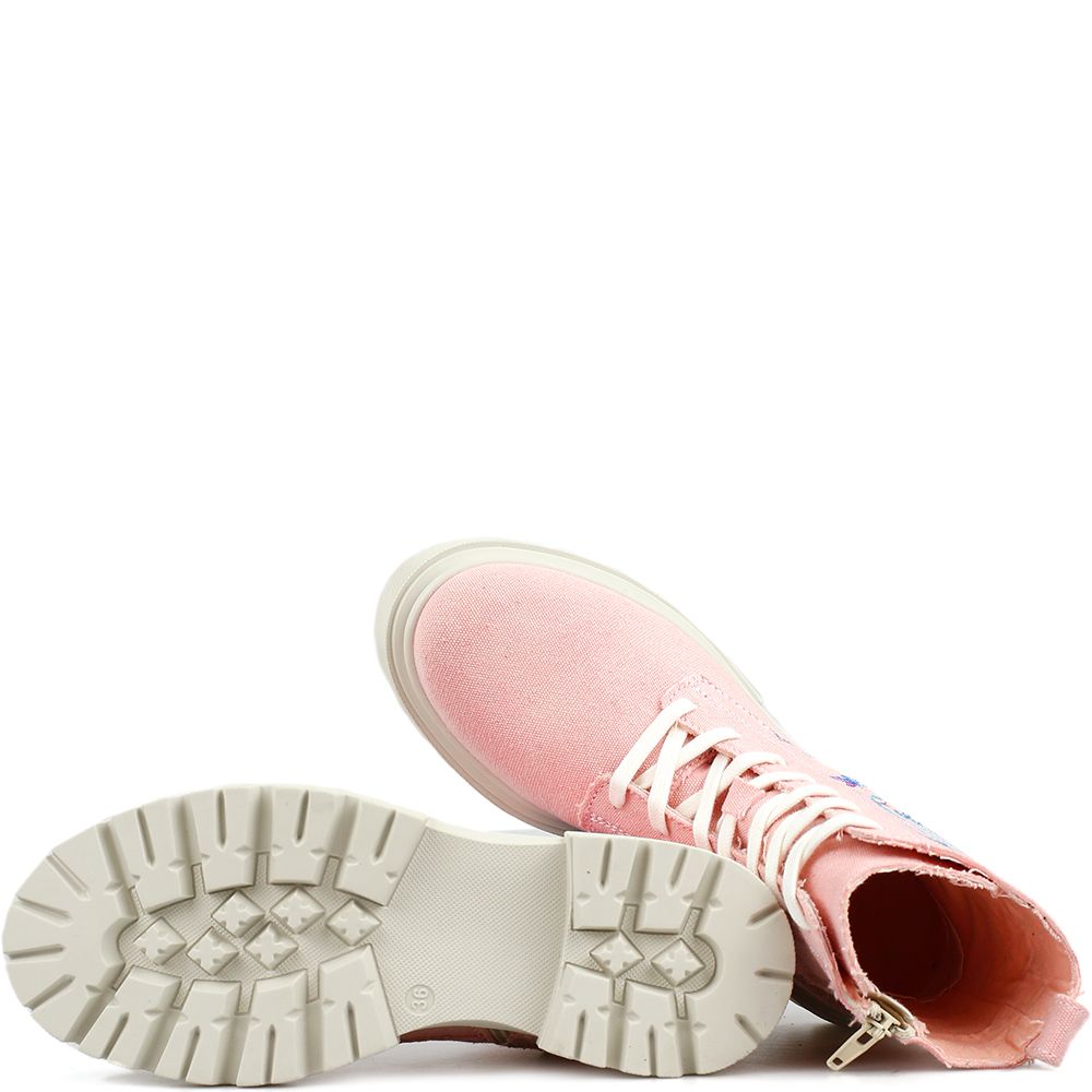 *Vegan* laarzen La Pintura Marbella gerecycled canvas roze