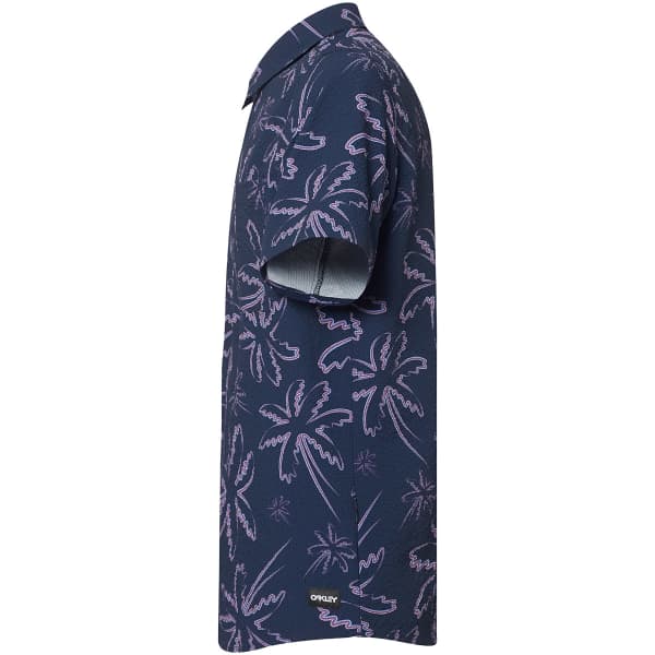 Chemise OAKLEY DECO PALMS RC SS BUTTON DOWN THREE LINES PALMS BLUE