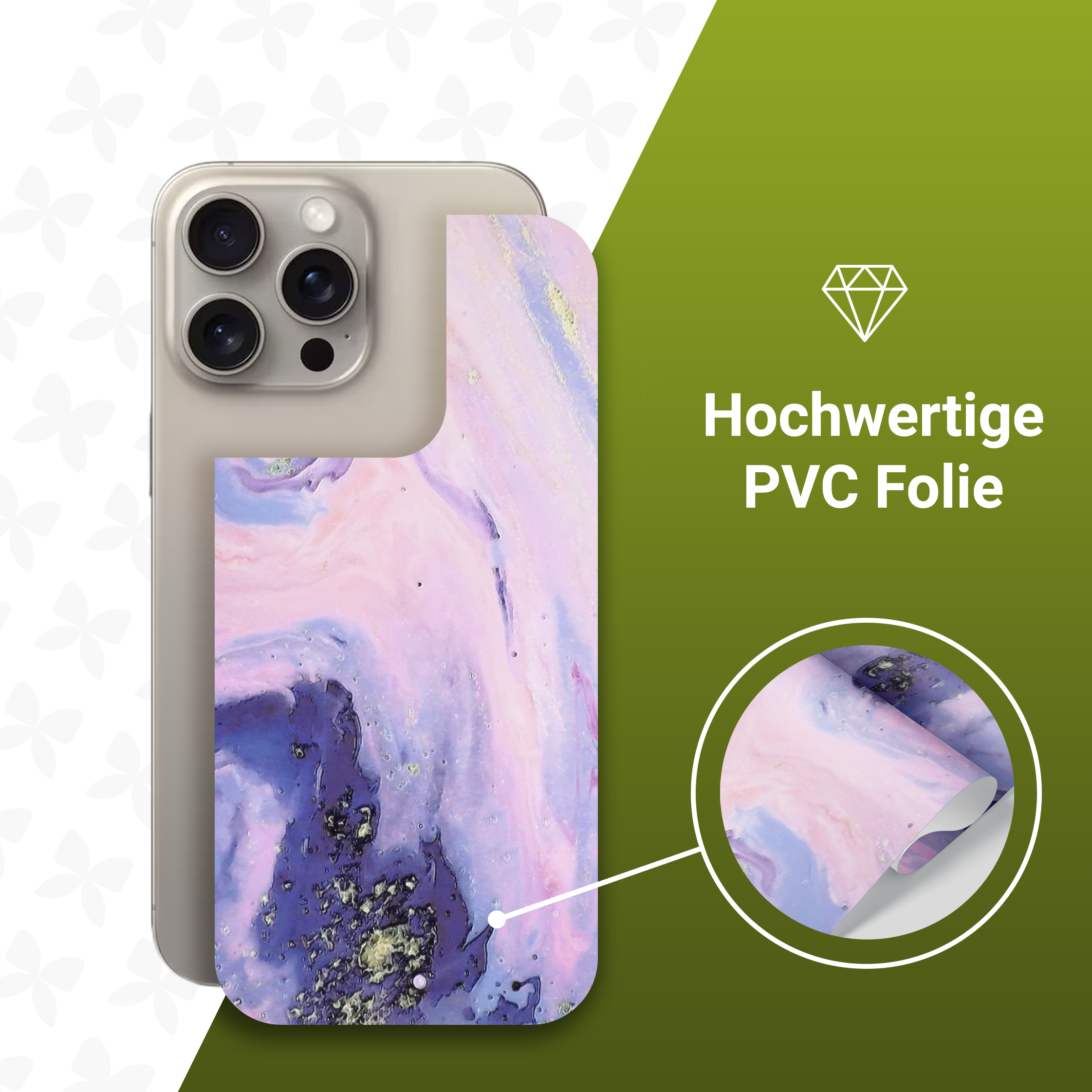 (2er Set) iPhone 13 Pro Backcover Schutzfolie Swiss Made - Blueberry Marble