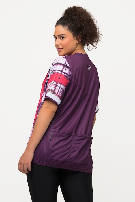 Fahrradshirt, Karo, Slim, Stehkragen, Taschen, Halbarm
