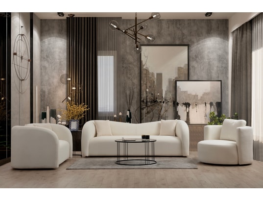 CONCEPT1 - Canapé tissu Asos 2 places Crème 170 x 76 x h75
