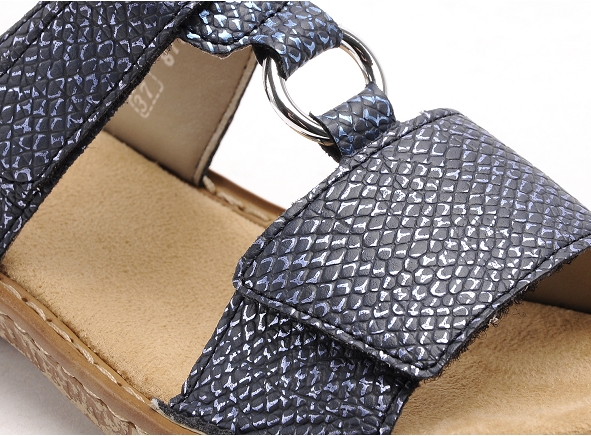 Rieker mules et sabots plats femme 628p9 bleu