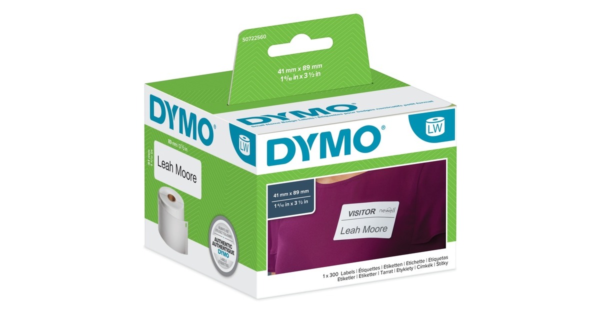 DymoLW naambadge-etiketten, 41 x 89 mm printlint  (Wit)