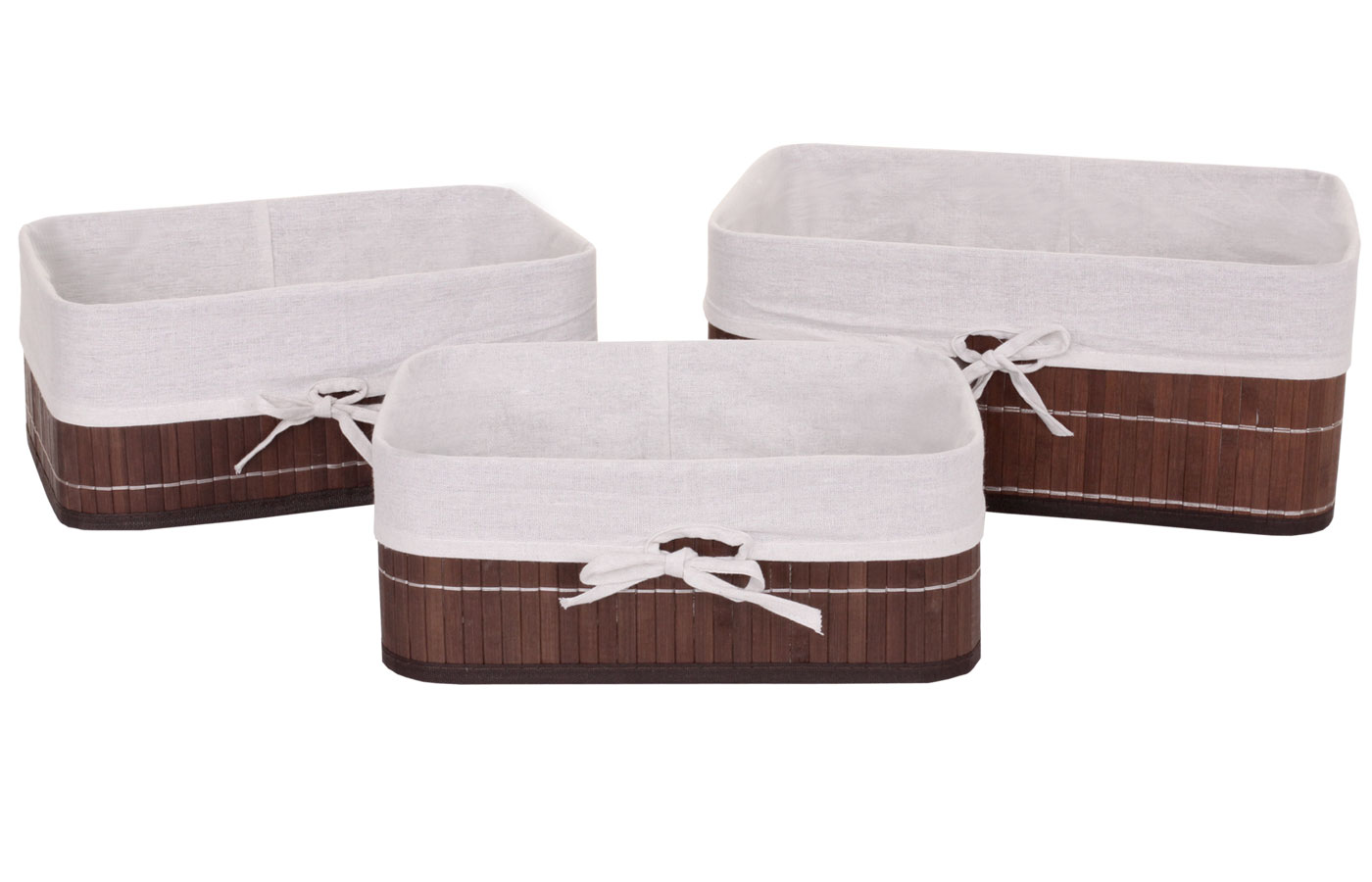 3er Set Aufbewahrungskorb MCW-C21, Korb Aufbewahrungsbox Ordnungsbox Sortierbox Regalkorb, Bambus ~ braun