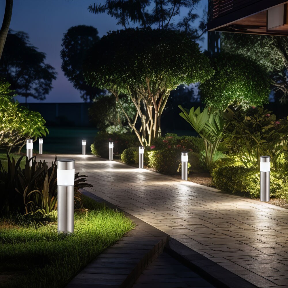 12er Set LED Edelstahl Solarleuchten, Höhe 28 cm