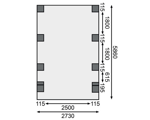 Enkele carport Karibu Bremm 2 variant C 318x670 cm drukgeïmpregneerd