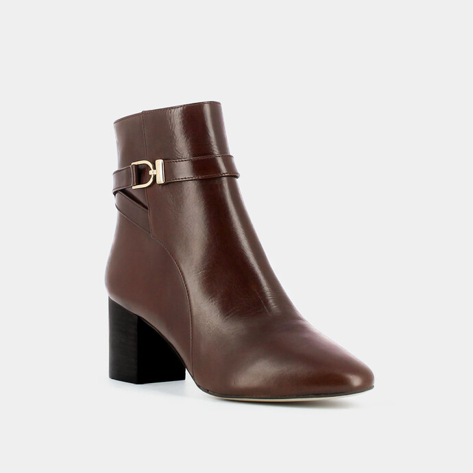 Bottines à talons  en cuir marron