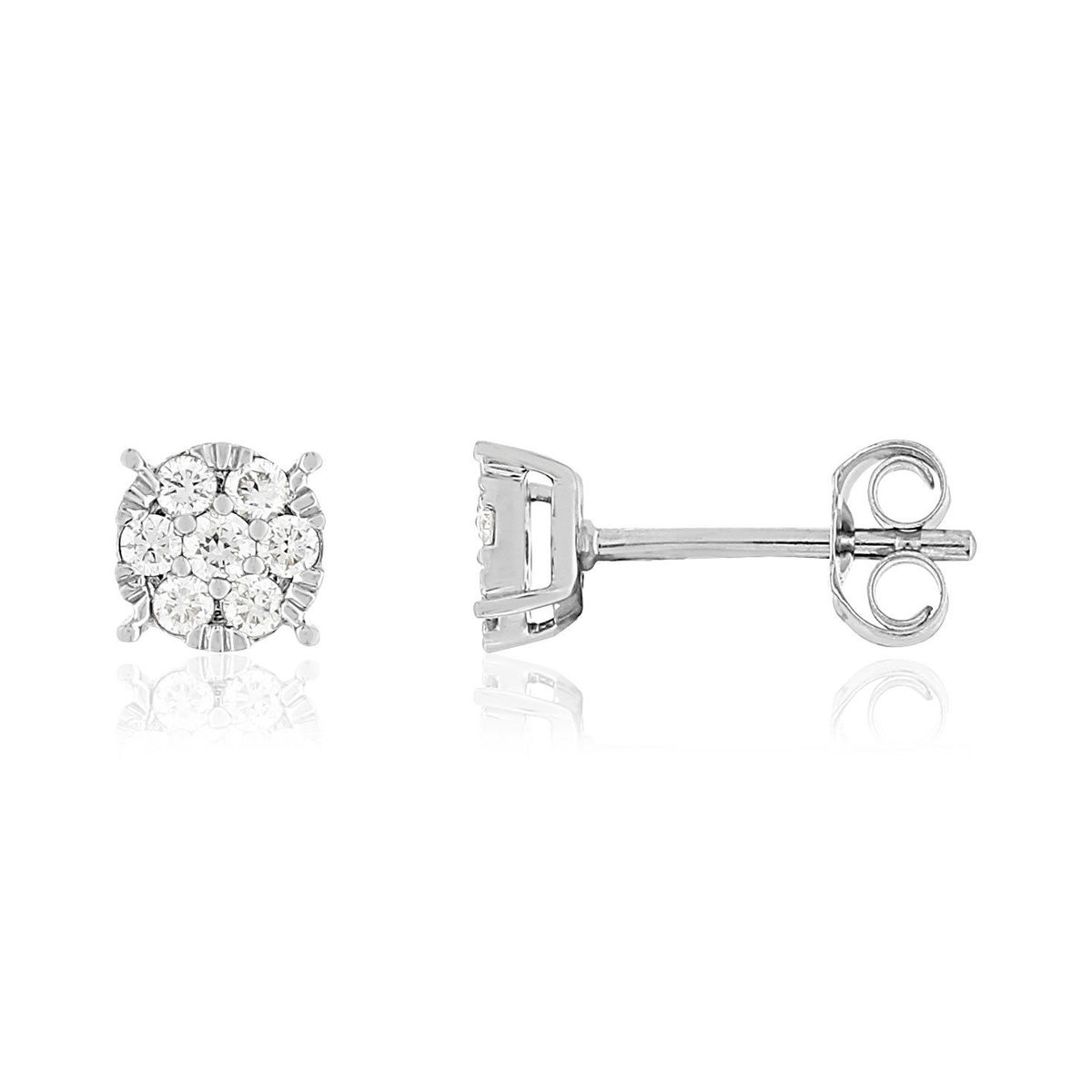 Boucles d'oreilles or blanc 750 diamants synthétiques 0.20 carat