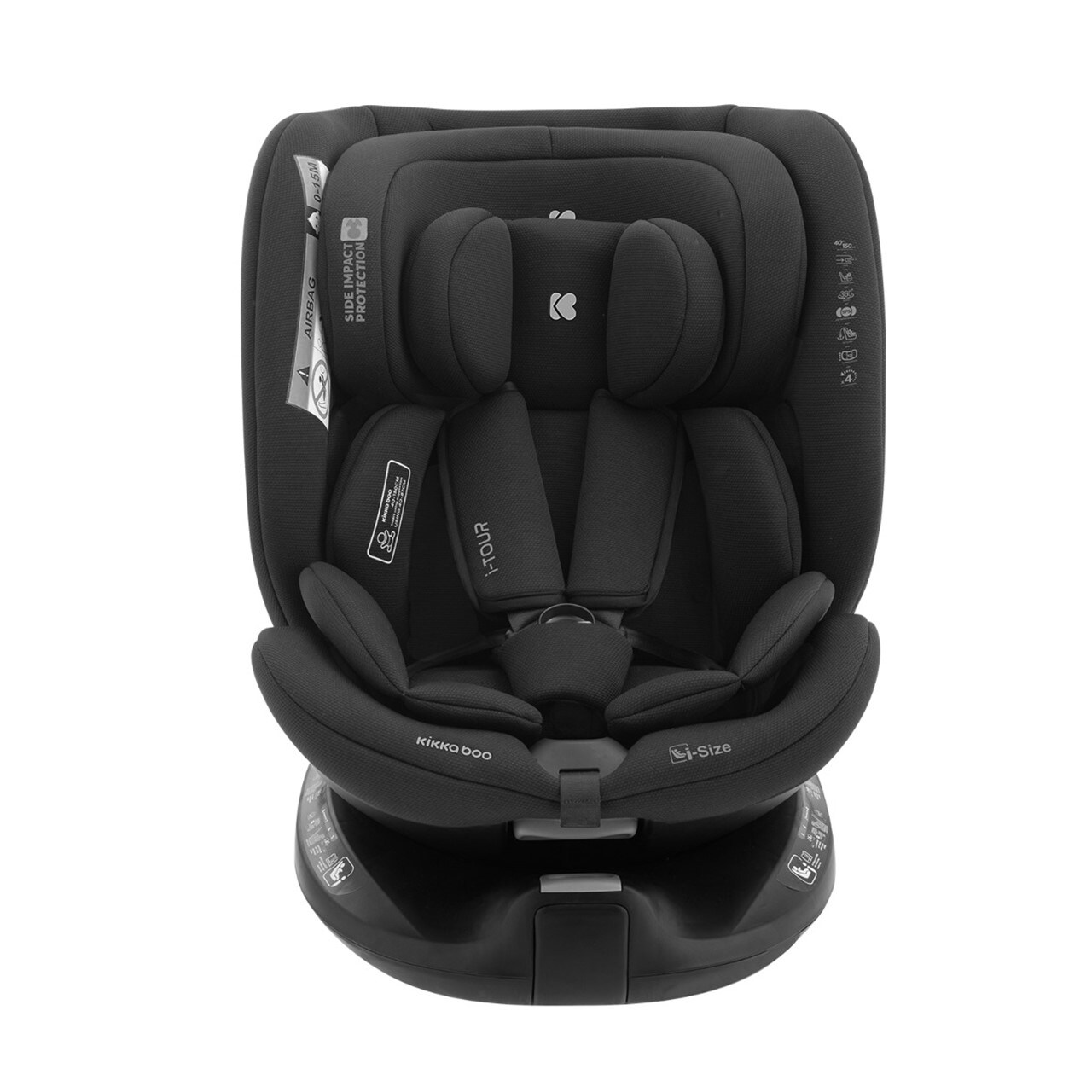 Kikkaboo Kindersitz i-Tour i-Size (40-150 cm) Gruppe 0+/1/2/3, Isofix, drehbar hellgrau