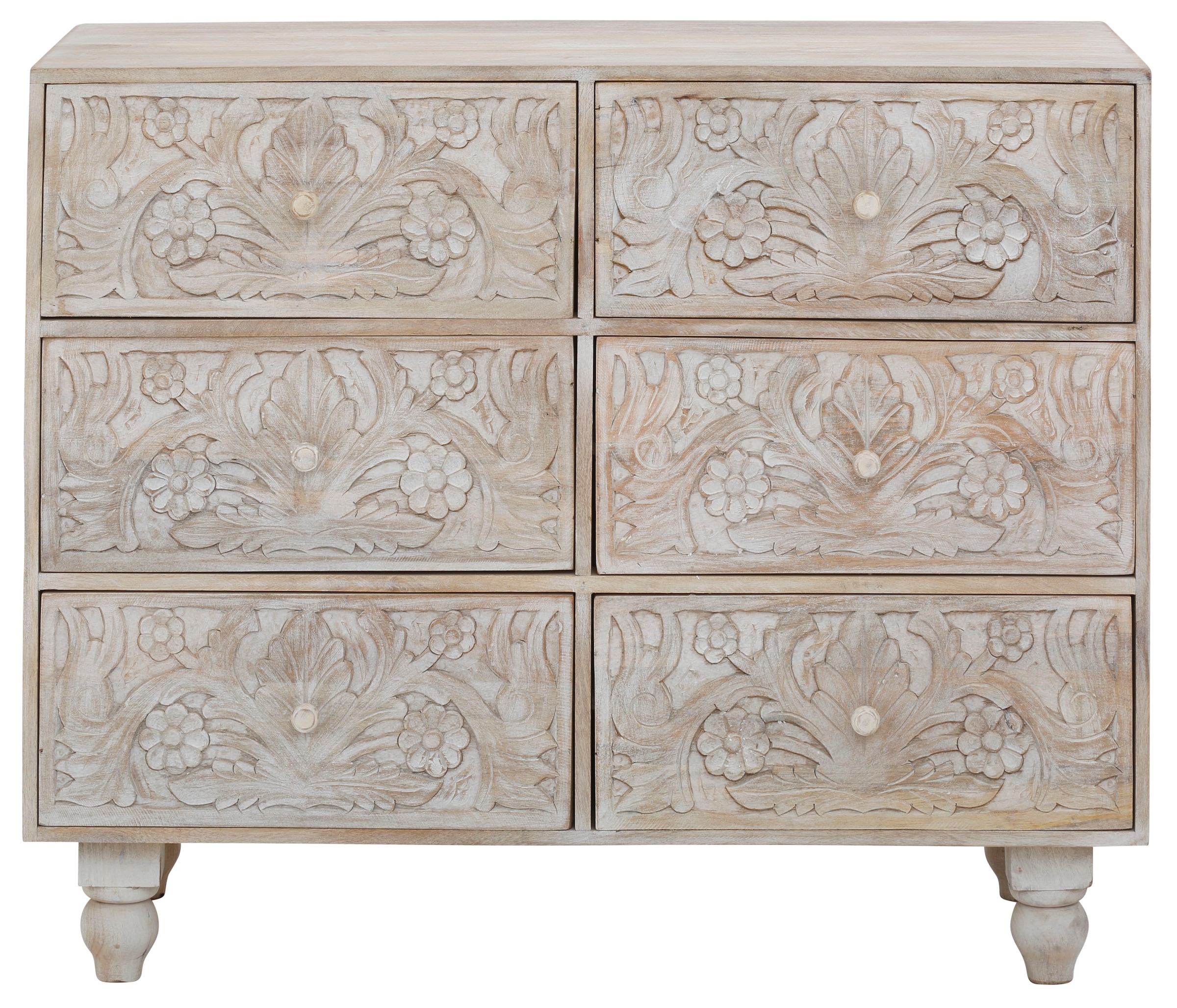 Home affaire Kommode »Lavin Sideboard« Mangoholz, mit dekorativen Schnitzereien, Handgefertigt, Breite 110 cm