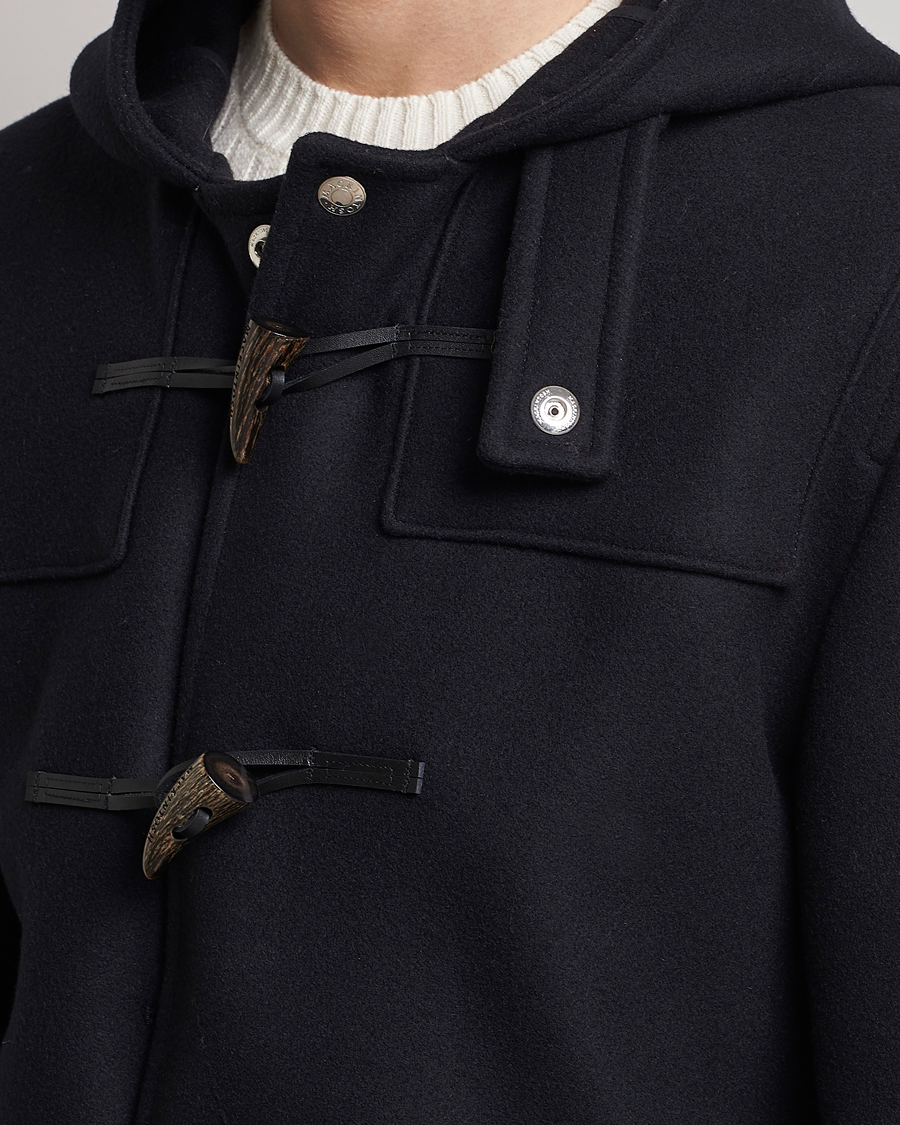 Mackintosh Weir Wool Hooded Duffle Navy