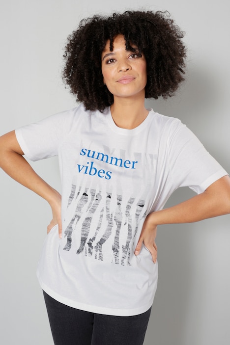 T-Shirt, Classic Fit, Print mit Schrift, Rundhals, Halbarm