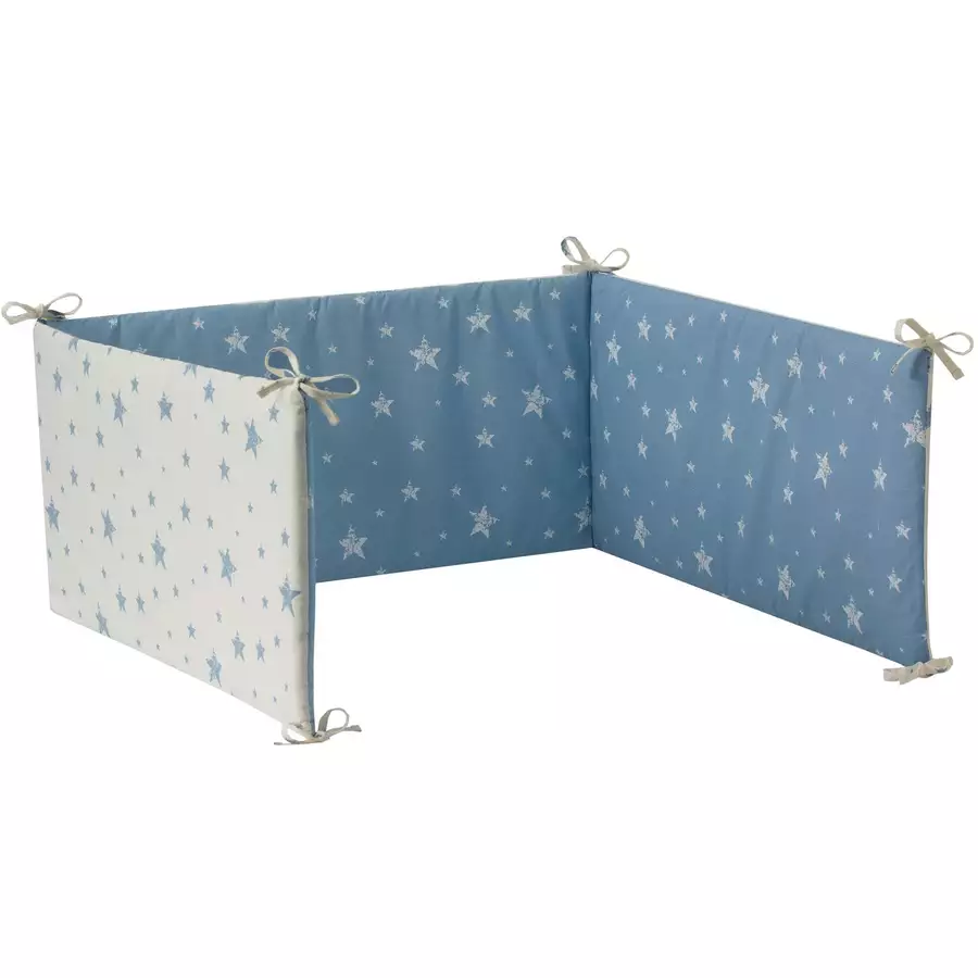 hibboux® Bettgittereinlage Star Crib Bumper White&Blue