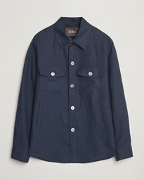 Oscar Jacobson Maverick Linen Shirt Jacket Navy