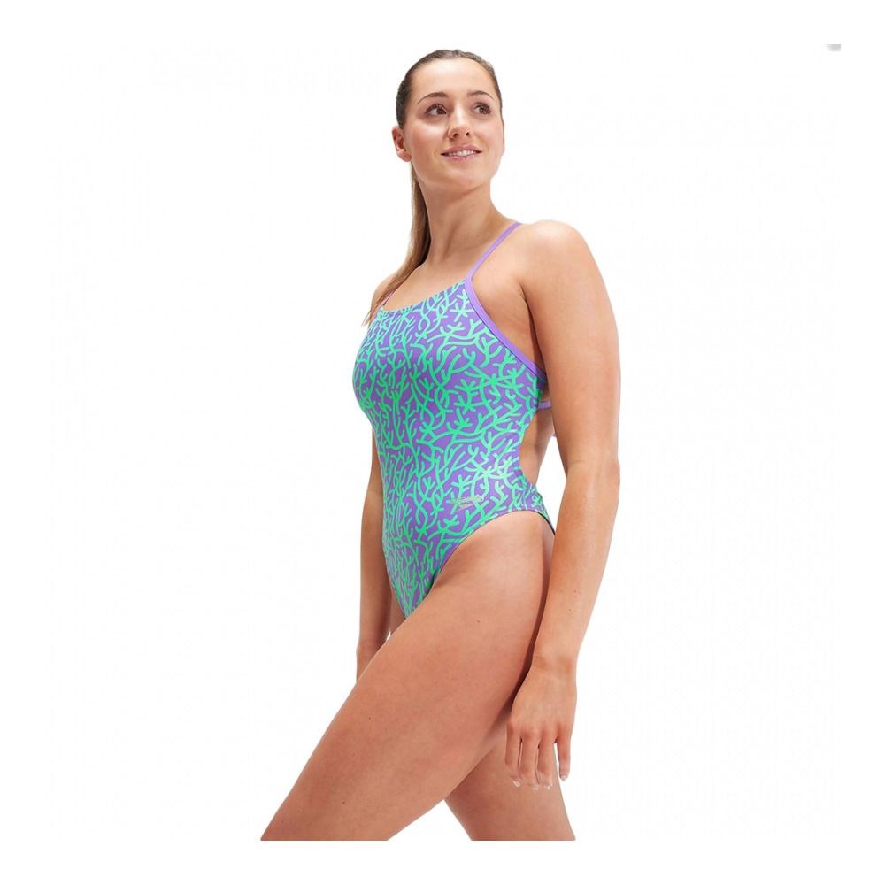 Speedo ECO+ ALLOVER TIE-BACK - Maillot de bain 1 pièce Femme purple