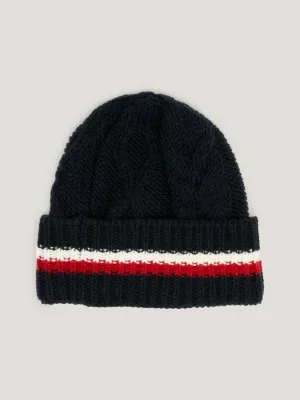 Gorro Hilfiger Monotype de malha grossa com tranças