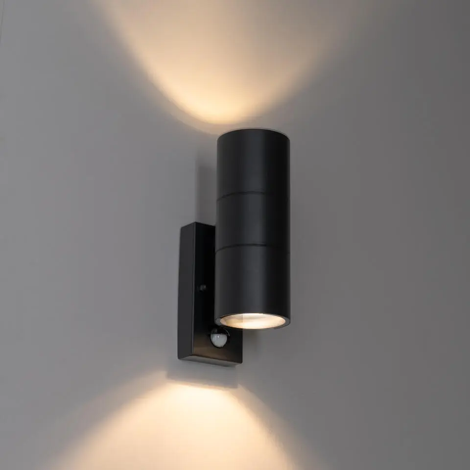 Qazqa buitenlampen met sensor duo zwart gu10