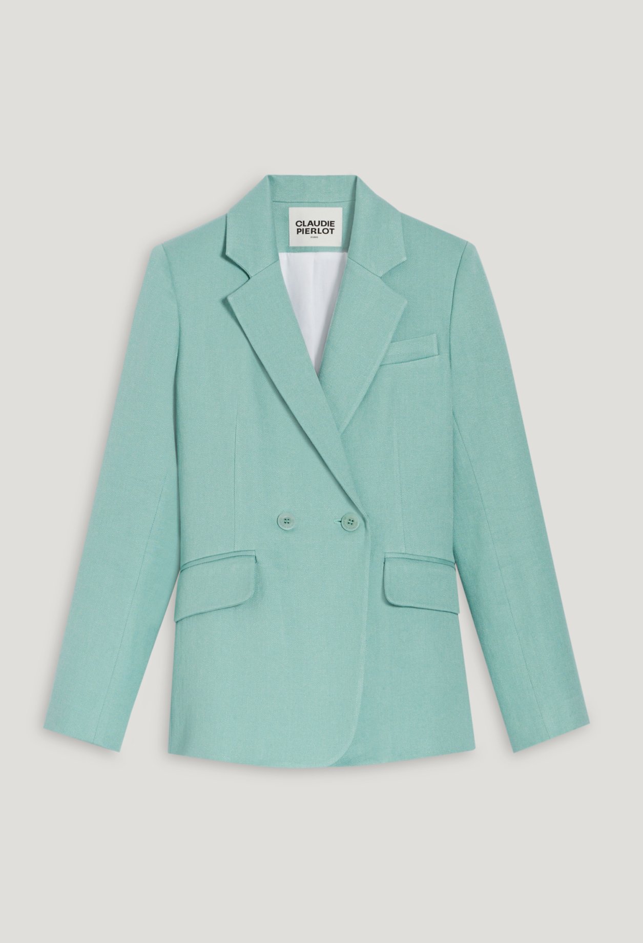 Veste tailleur lin melange vert d'eau