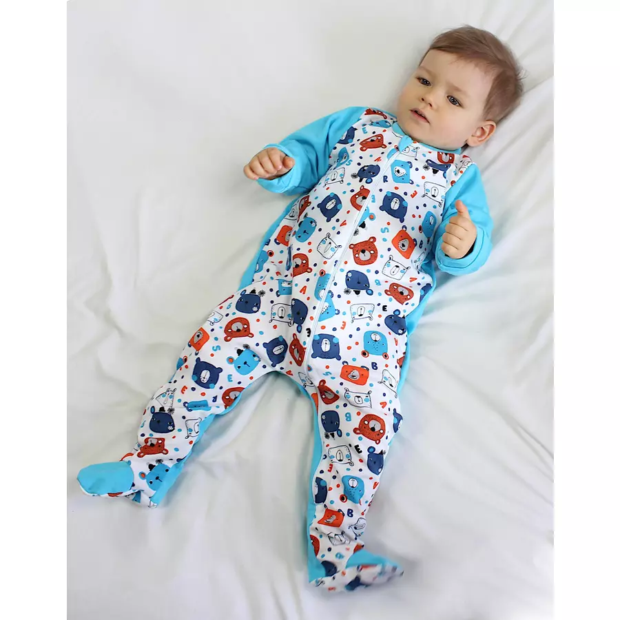 TupTam Baby Unisex Schlafstrampler mit Fuß 3er Pack blaugrau