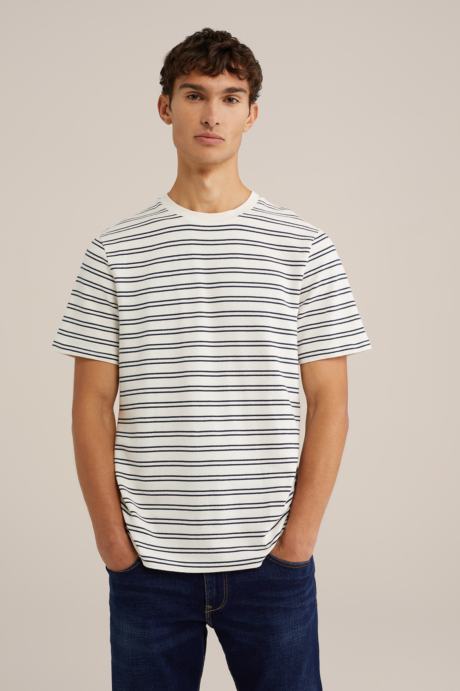 T-shirt met dessin WE Fashion Gebroken wit