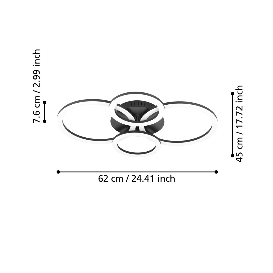 EGLO - Paranday-Z loftlampe m/cirkler sort 61,5x45 - TW - Zigbee, Bluetooth
