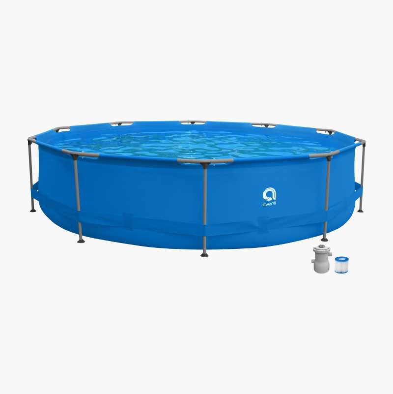Badebasseng, med pumpe, Ø 360 cm