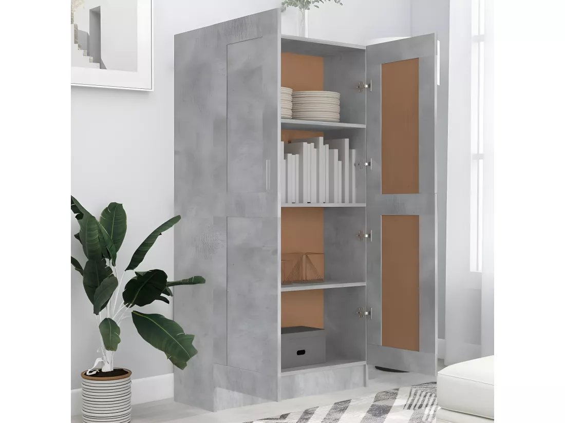 Bibliothèque Gris béton 82,5x30,5x150 cm Aggloméré