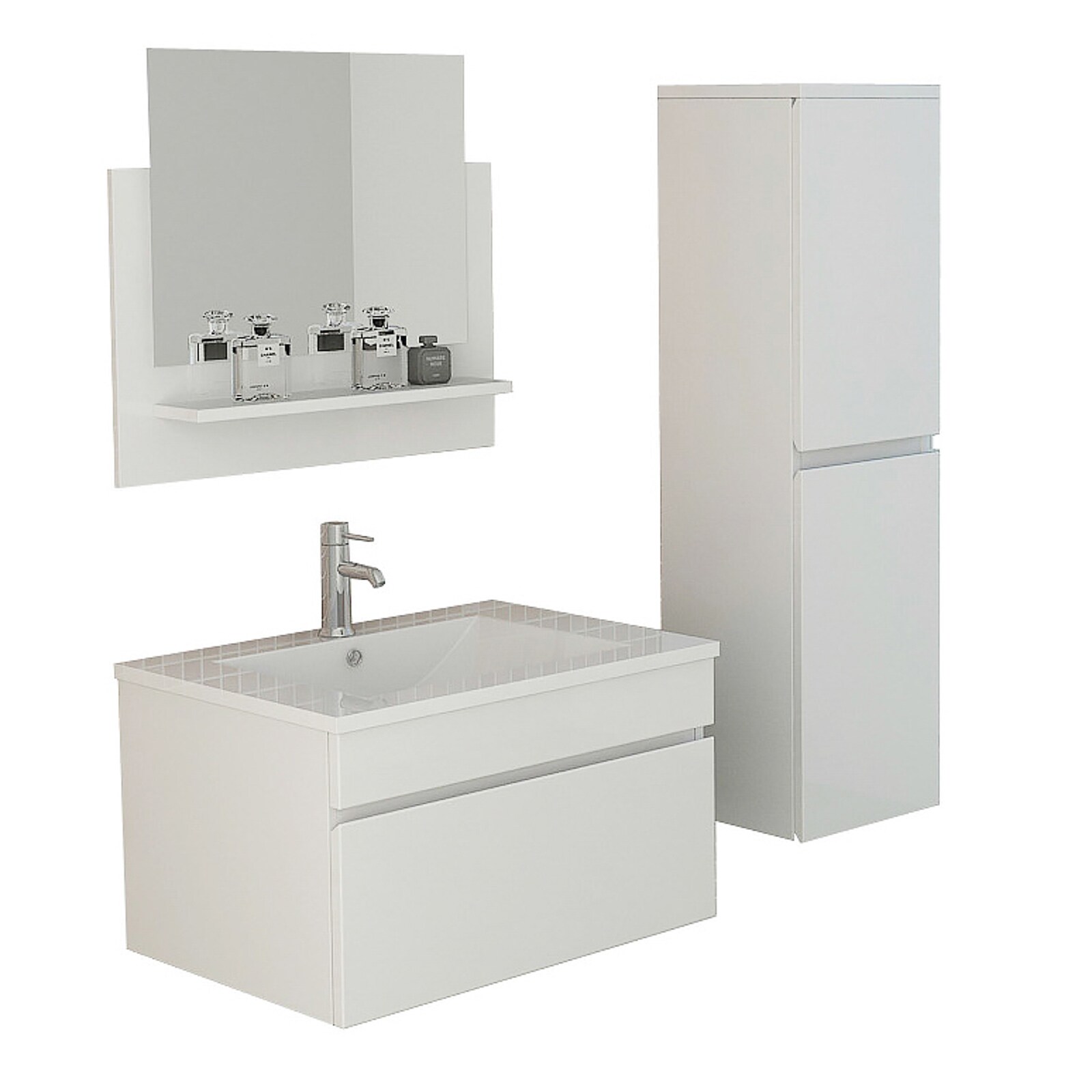 Jet-Line Jet-Line® | Badmöbel Set 3 Teilig | weiss | Bad Möbel Set | Badset Badmöbel