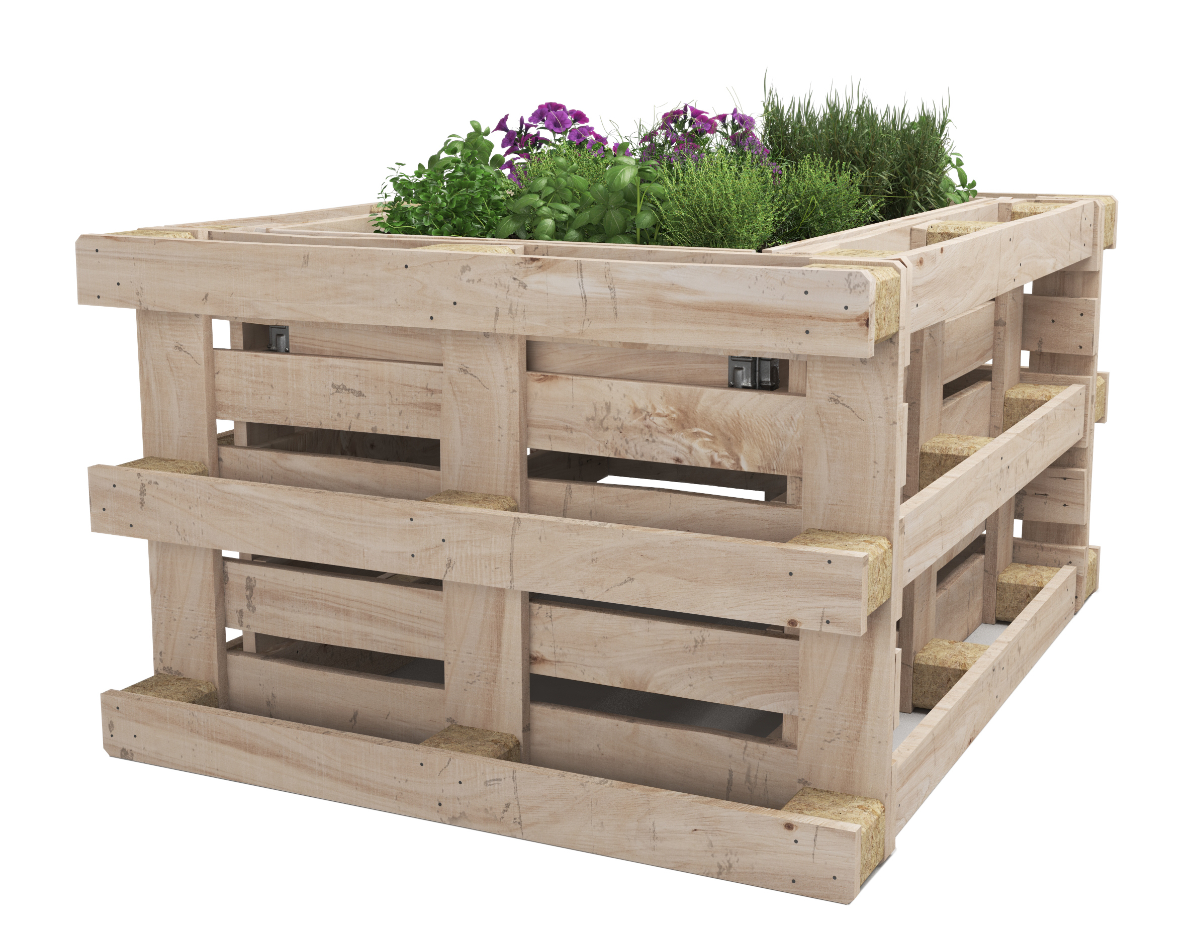Hochbeet mit 4 Paletten Holz 149 x 120 x 80 cm