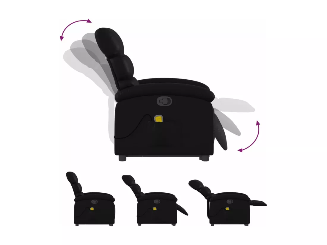 Fauteuil inclinable massant Noir Similicuir