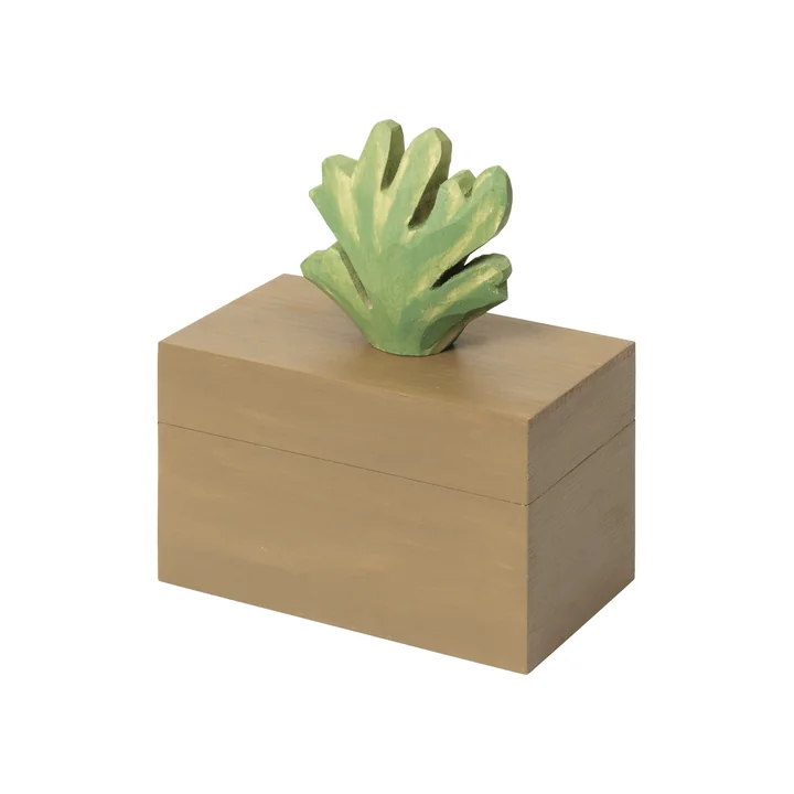 Ferm Living - Harbour Aufbewahrungsbox Koralle, H 17 x 14,5 cm, mistletoe / tan