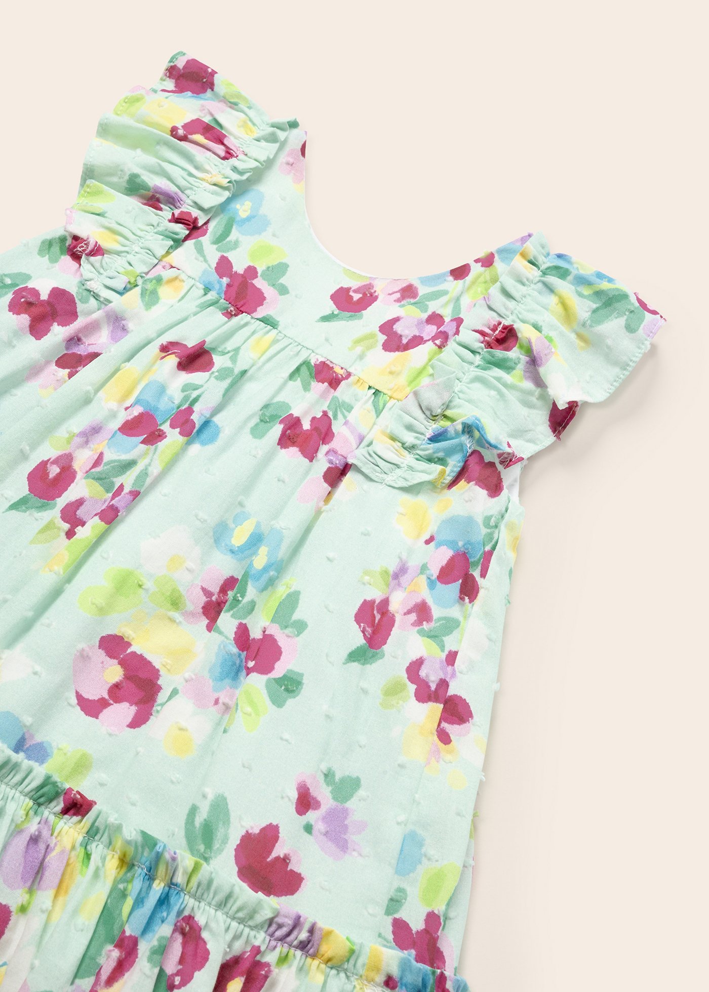 Vestido infantil com tecido de algodão plumeti estampado