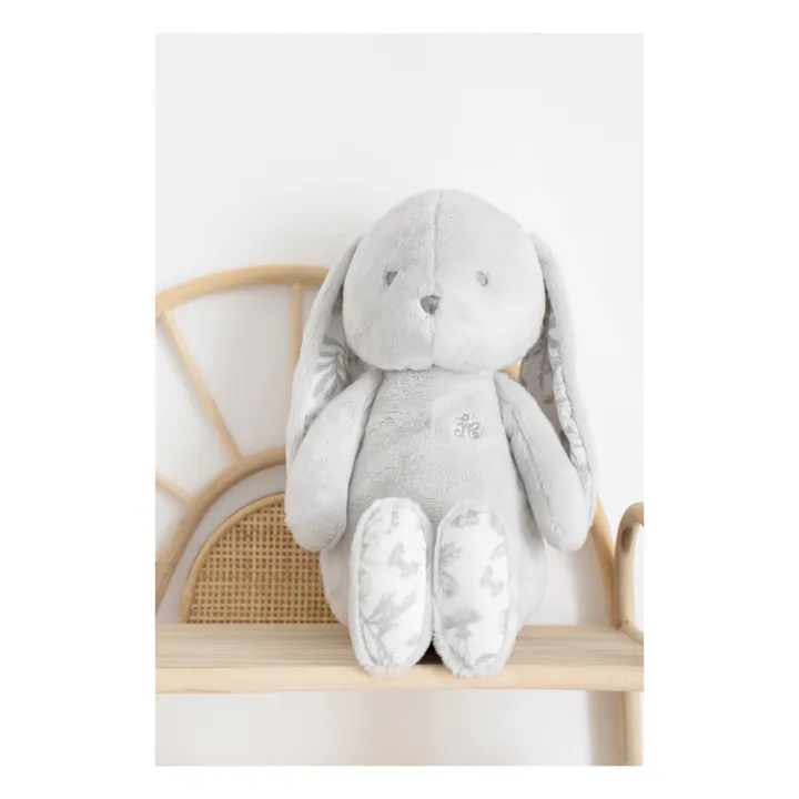 Tartine et Chocolat Peluche Augustin le lapin Toile de Jouy | Gris clair