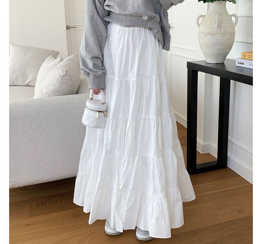 Coris - Effen A-lijn rok met elastische taille en lagen